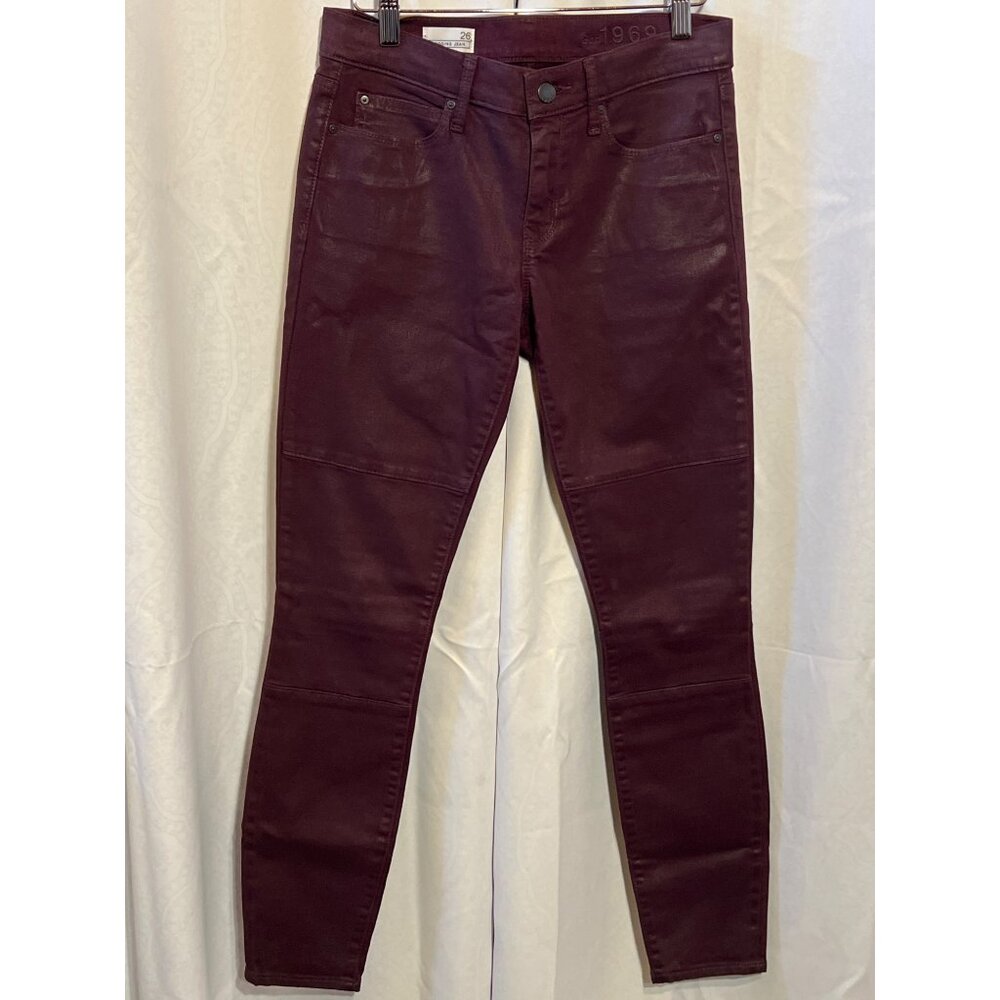 Gap 1969 Coated Maroon Skinny Jeans Womens Size 26